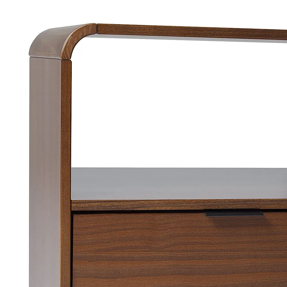 Modern Curved-Frame 1-Drawer Solid Wood Nightstand