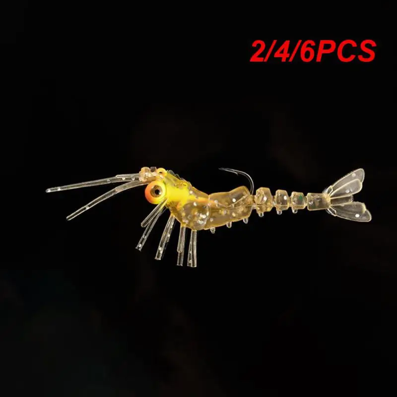 2/4/6PCS Fake Bait Sharp Hook Simulation Form Luminous 7g Shrimp Lure Lure Bait Clear Texture Throwing Distance 7cm Pvc Lure