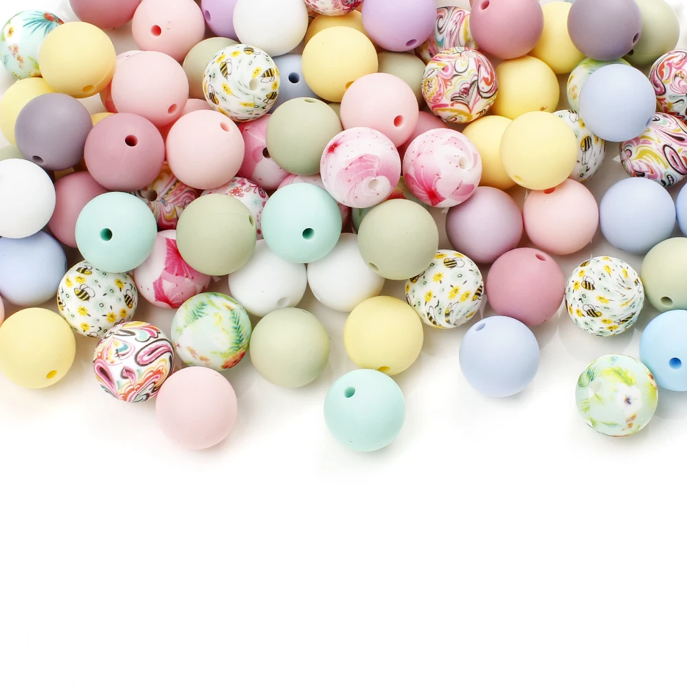 مجموعة من حبات السيليكون الملونة ، مخطط ألوان المعكرون ، الحلي المصنوعة يدويًا ، سوار سلسلة مفاتيح قلادة ذاتية الصنع ، 40 *