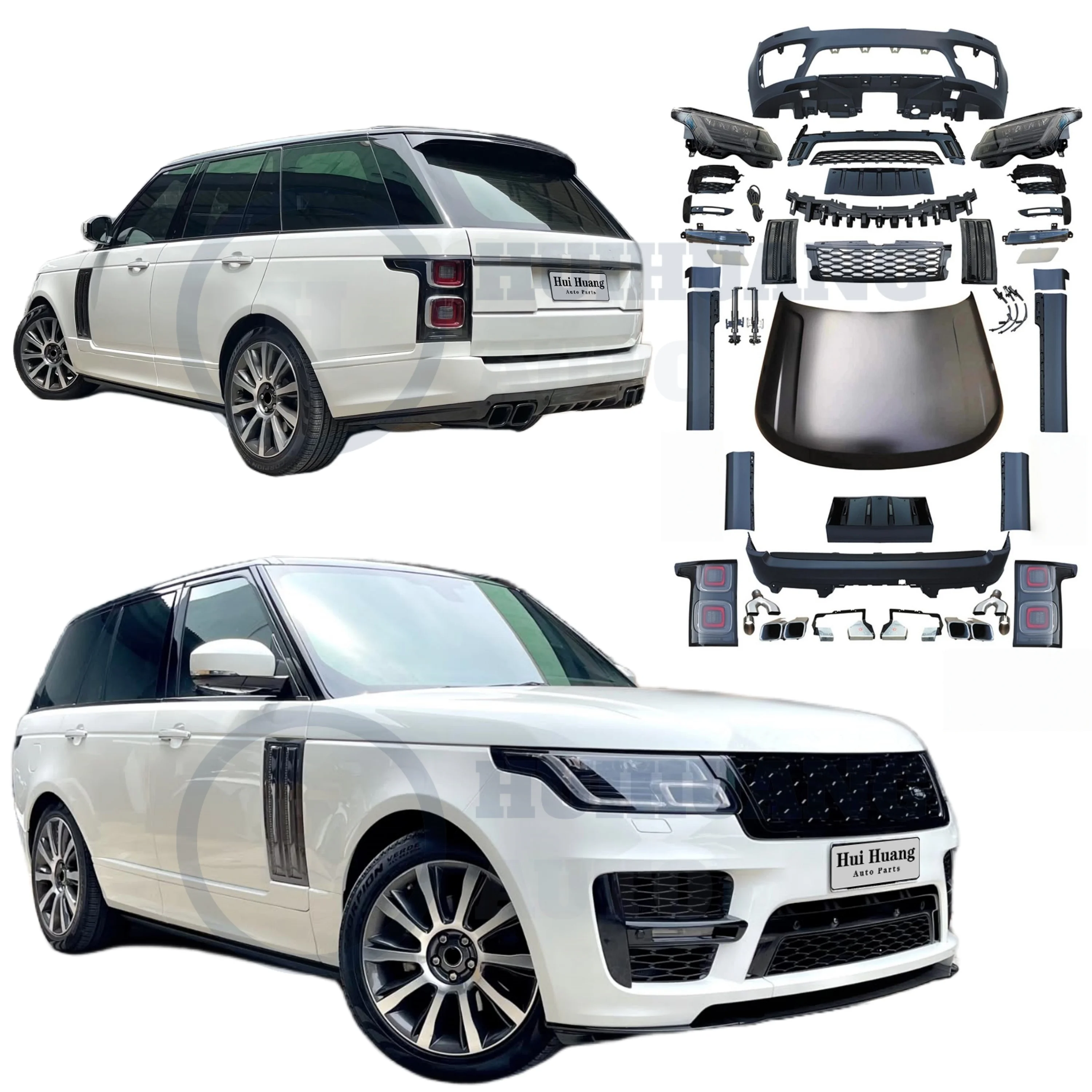 

New Automotive Parts for Range Rover Vogue L405 2013-2017 Facelift 2022 SVO Car Bumpers Hood Front Bumper with Clips