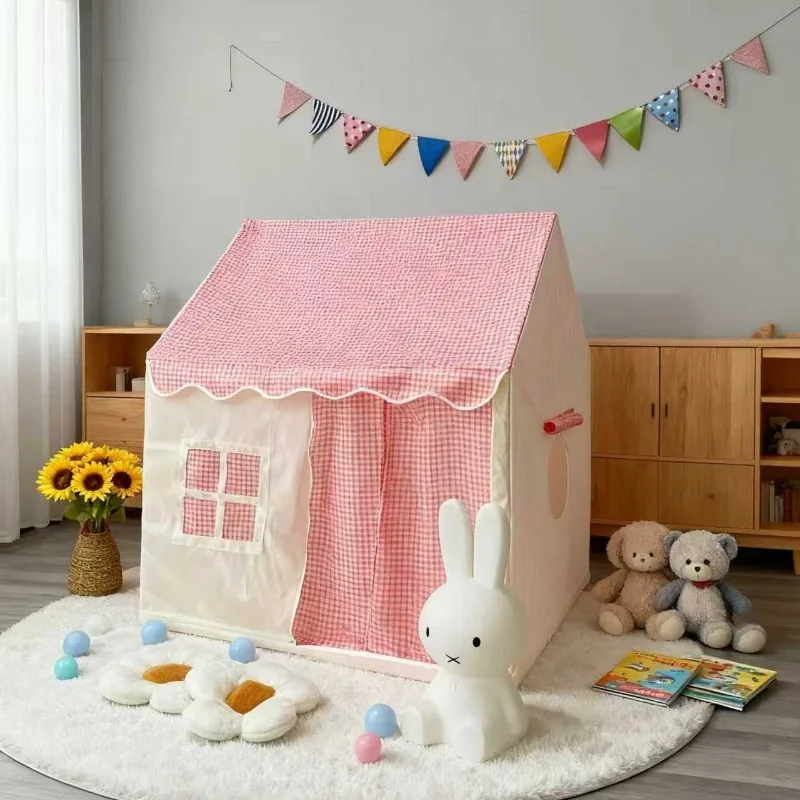 Indoor Baby Toy Tent Safety Soft Cloth Toy Tent House Children Games Grid Pattern Durable Tents Houses Child Boys Girls Hut