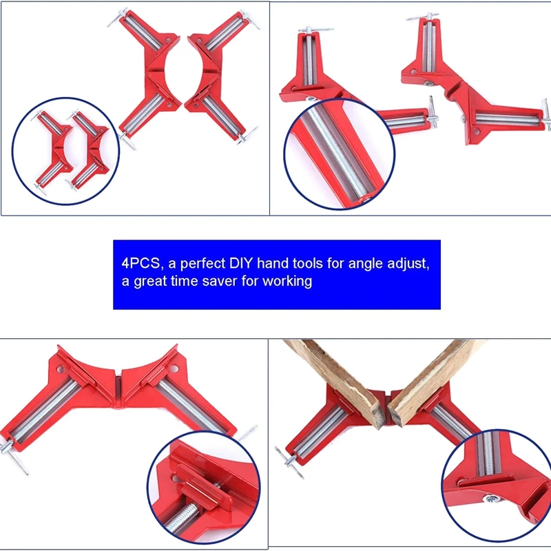 Paquet de YO-4 à chaud pince à angle droit 90 calcul résistant travail à angle droit pince artisanat bricolage, cadre pince, porte-verre (avec 4 pièces F pince)