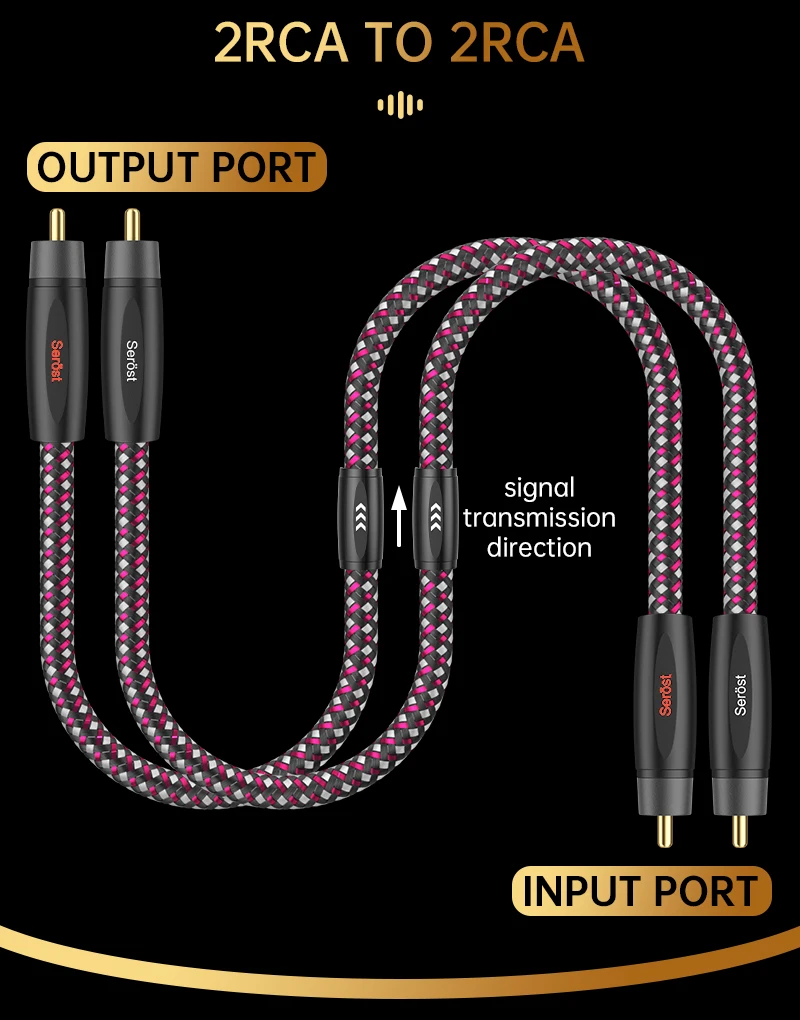 Serost Moon HIFI Einzelkristall-Kupfer 2RCA Stecker-zu-Stecker Audiokabel 99,9999% OCC für CD DSP DAC Auto-Audio-Lautsprecher-Verstärker – Detail 2