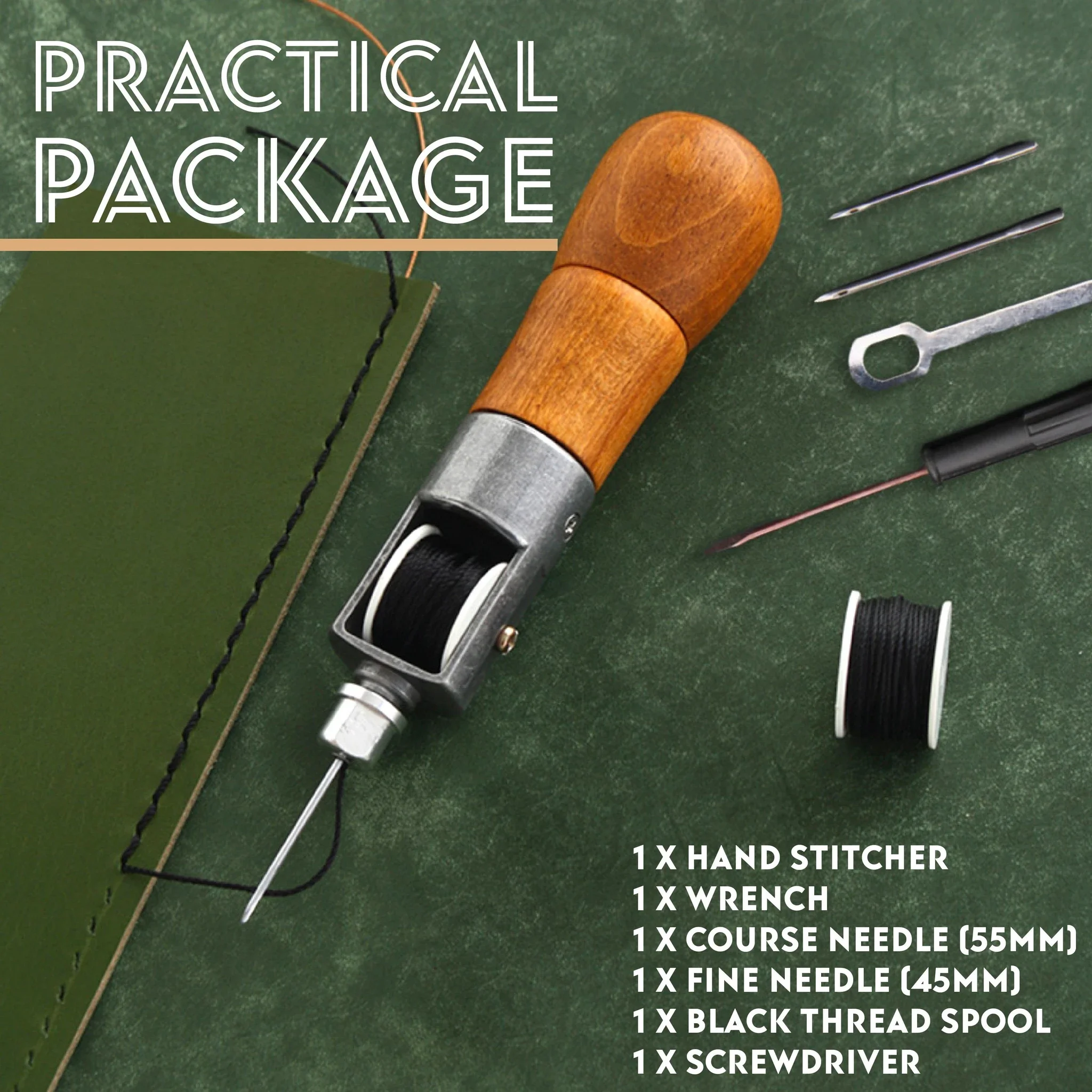 Leather Sewing Awl Kit Hand Stitcher Set Lock Stitching Hand Stitcher Thread Needles Kit Craft Stitch Tools