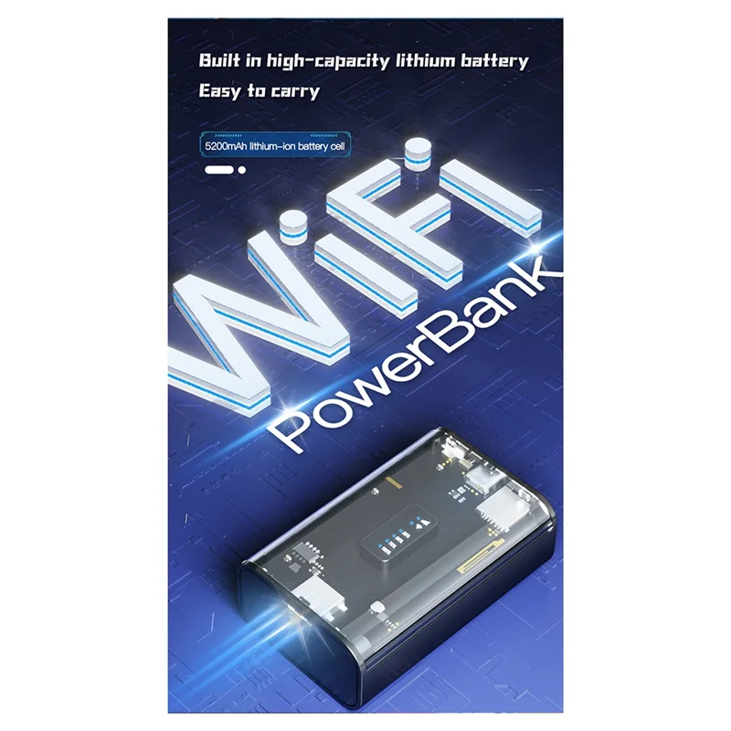 5200Mah LTE Router Proteble Mini 4G Router 150Mbps Wireless Wi-Fi Outdoor Travel Hotspot SIM Card Slot EU Version Durable