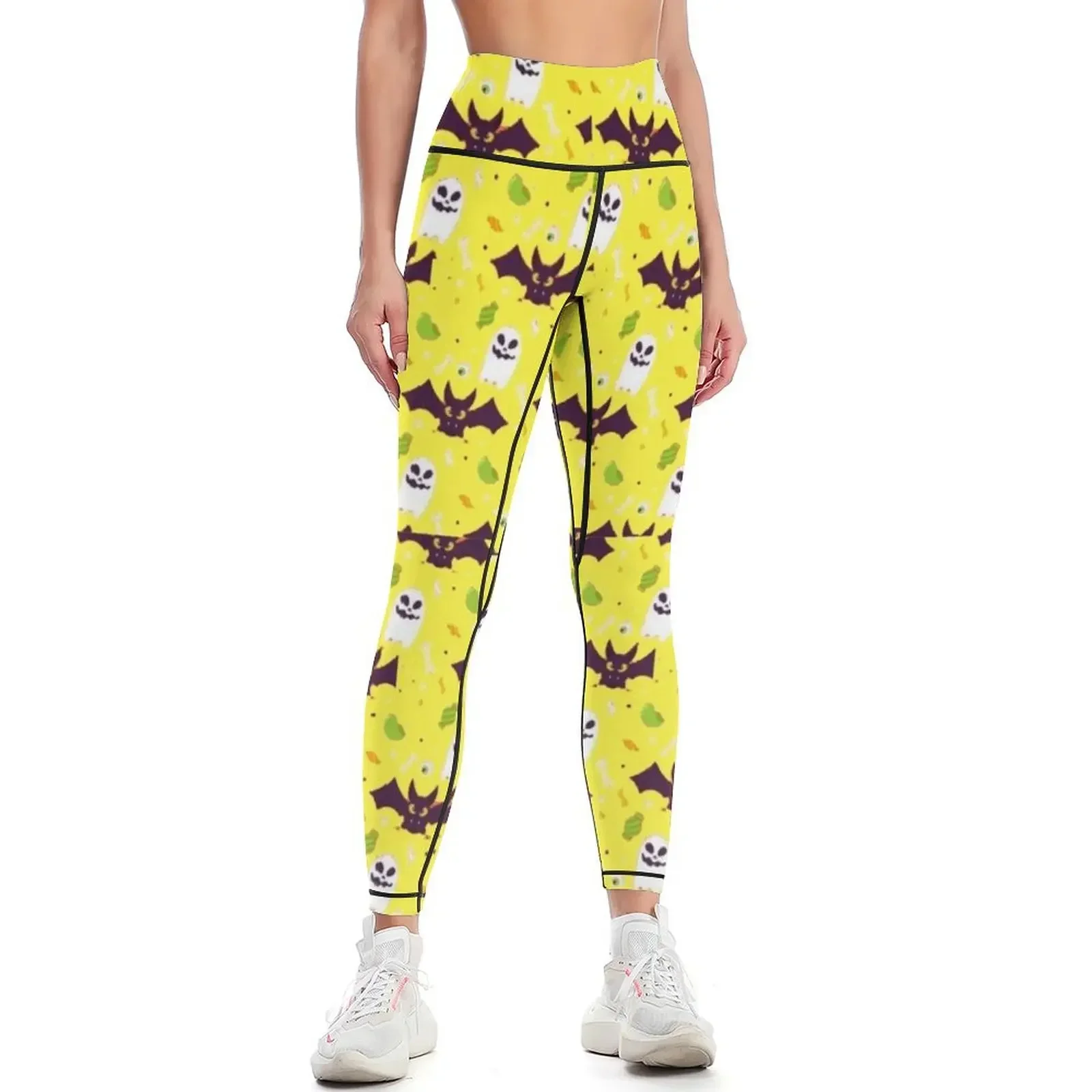 

Witch Riding Brooms On A Dark Desert Highways Halloween Pattern Leggings trousers Women's gym gym wear Womens Leggings