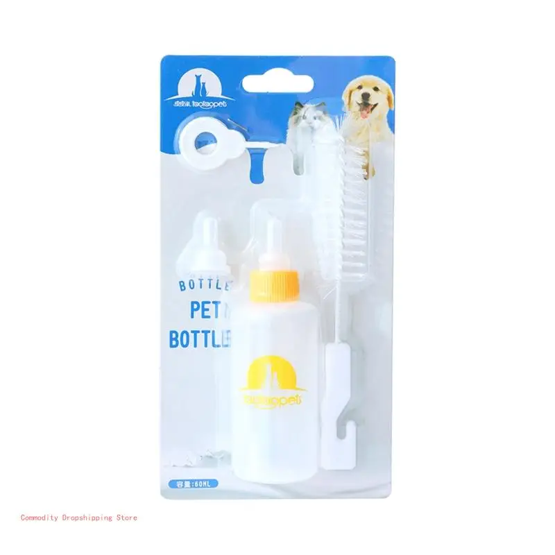 Puppy Bottle Kits Replacement Nipple for Cat Feeding Bottle Set for Newborn Kittens Guinea Pigs, Ferrets, Rabbits, Racco