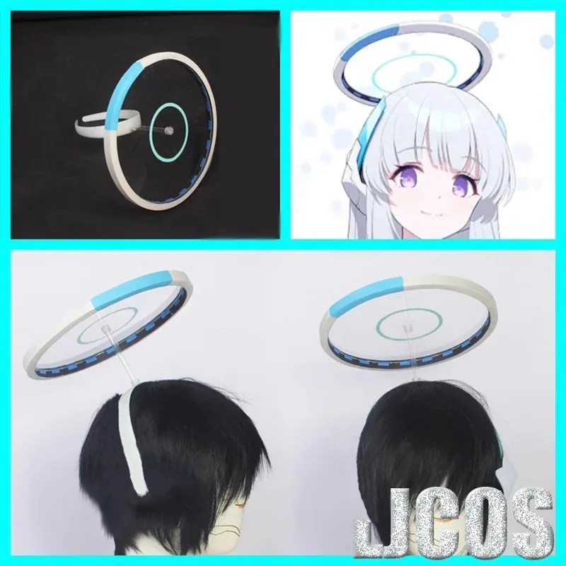 الأزرق الأرشيف Ushio Noa تأثيري حلي شعر مستعار هالة الزي المدرسي خندق معطف تنورة دعوى هالوين كرنفال ملابس الباروكات الأحذية