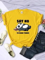 Say No To Doing Thing Sleeping Panda Female T-Shirts Summer Fashion Tee Clothing Vintage Harajuku Short Sleeve Casual Women Tops