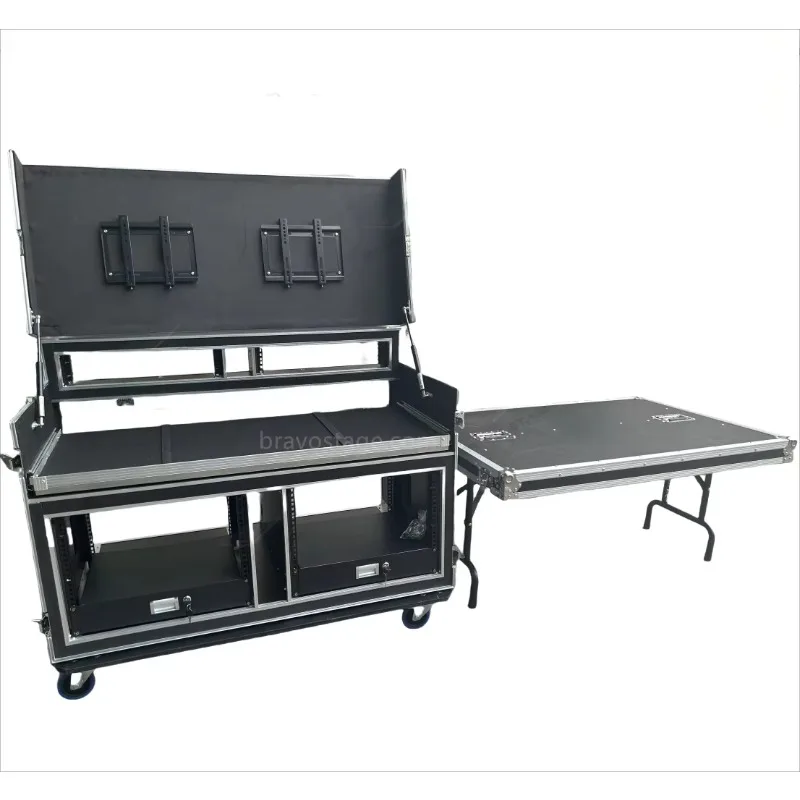 

Custom Portable Mobile Video Workstation and Twin Video Streaming Flight Case with Drawer