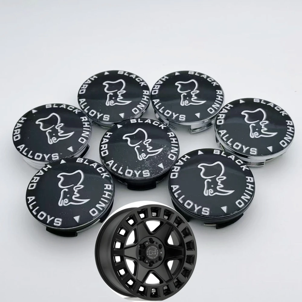 

4pcs 57MM ( 50MM I.D) Black Rhino Logo Emblem Car Wheel Center Caps Wheels Hub Lid Rim Hubcaps Centre Cover Styling Accessories