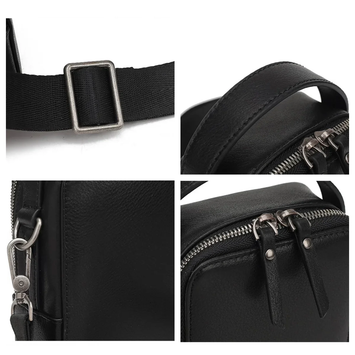 Bolso de hombro de cuero de vaca para hombre, Mini bandolera informal para teléfono móvil, funcional, a la moda