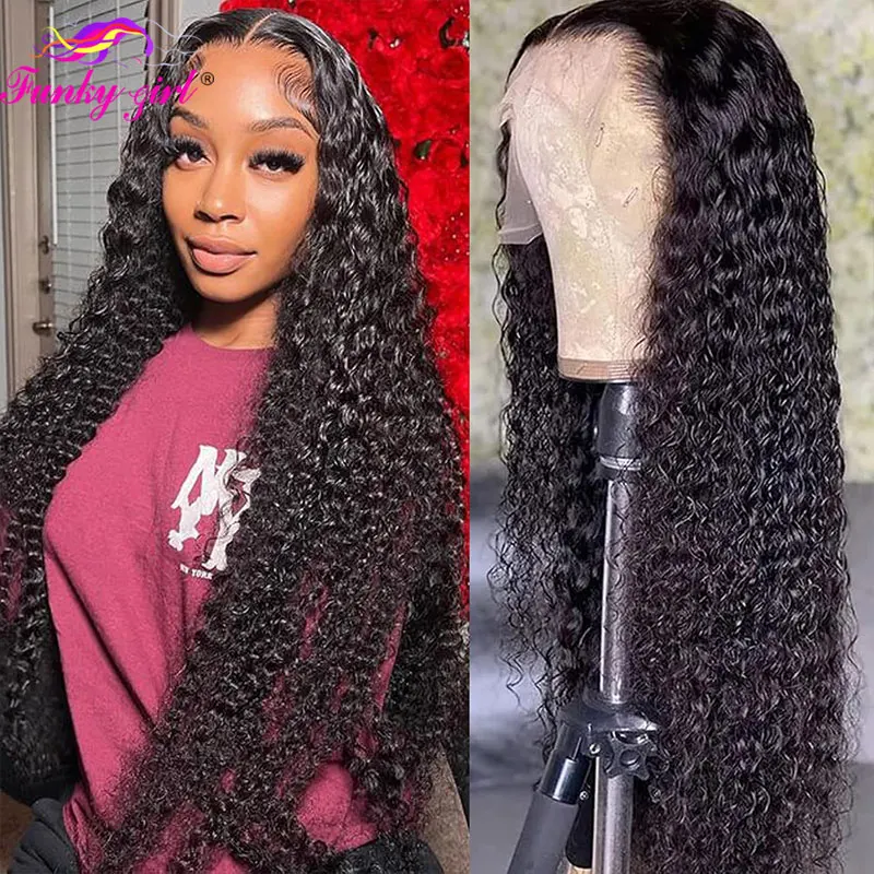 Kinky Curly Lace Front Wig 13X6 Curly Human Hair Wig For Women Brazilian Deep Water Human Hair Wigs 180% Density Curly Lace Wig