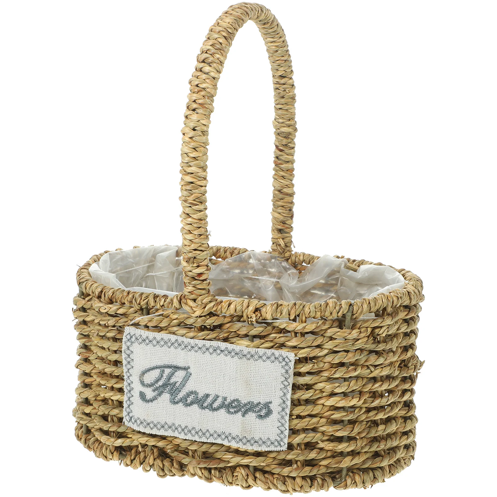 يده المنسوجة تخزين سلة النزهة العشب الحديد ريفي خمر المحمولة وجبات خفيفة الفاكهة تخدم سلة مع مقبض للمنزل مكتب #1