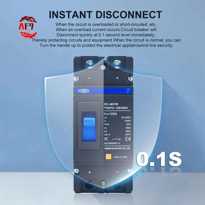 

AF90-TOMZN 2P DC 1000V Solar Molded Case Circuit Breaker MCCB Overload Protection Switch Protector For Solar Photovoltaic PV