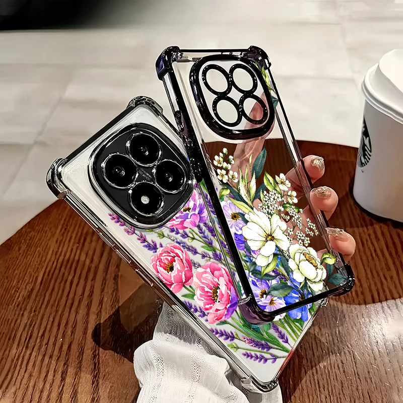 Colorful Floral Flower Phone Case For Xiaomi Poco M8 Pro M7 Plus M5S M3 C71 C40 F8 Ultra F4 F3 F7 F5 TPU Four-Corners Cases Etui