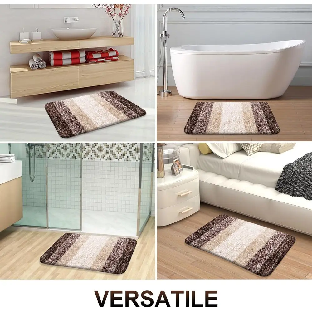 Soft Microfiber Bath Mat 70x46cm, Anti-Slip Rubber Backing, Fast Drying, Machine Washable for Bathroom, Tub, Shower, Brown