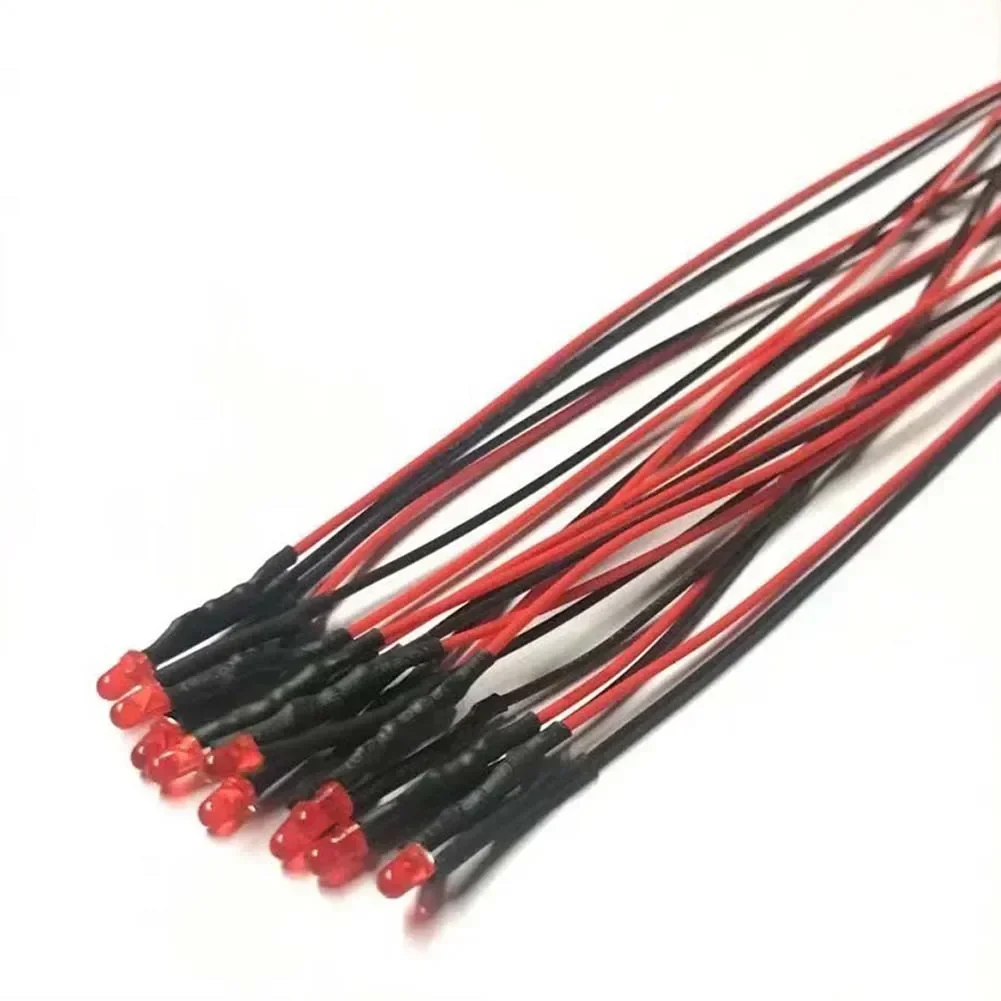 

3mm LED Emitting Diodes 12V LED Lights 7.87 Inches Wire Length DC LED Bulbs Indicator LED Light Beads DIY Projects