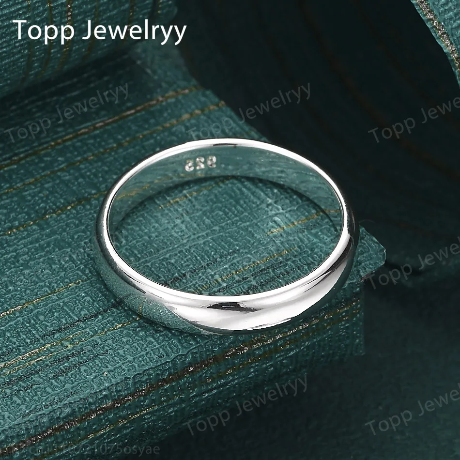 Charm 925 Sterling Silver 7-10# Simple Round Ring Women's Fashion Engagement Party Jewelry Accessories