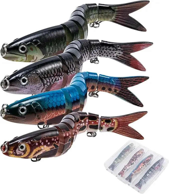 

Goture 4/8pcs Jointed Swimbaits Bass Fishing Lure Glide Bait Slow Sinking Swimming Bait with Tackle Box for Freshwater Saltwater