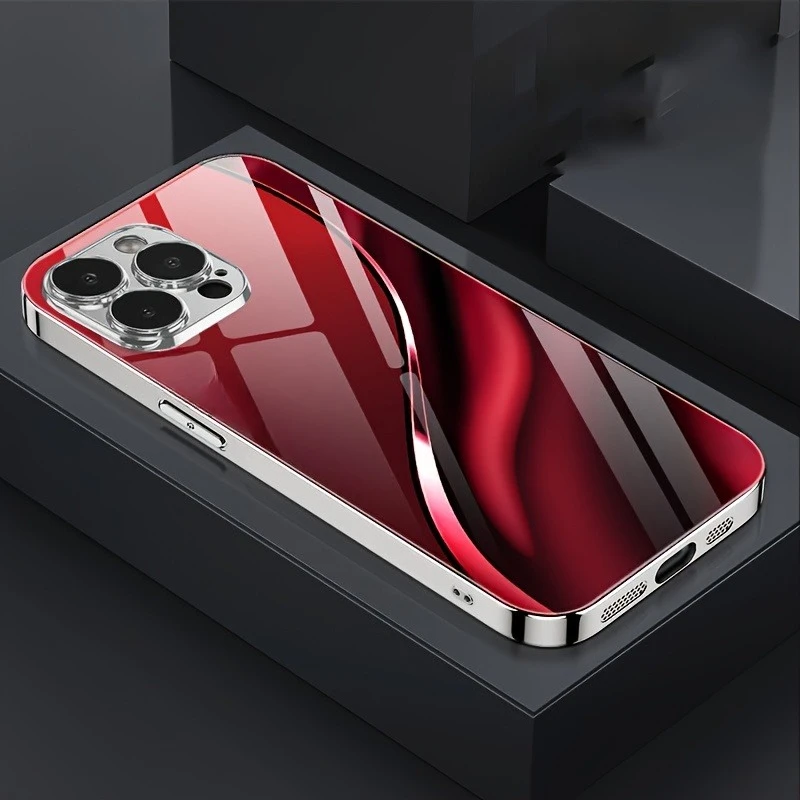 Luksusowe, nowe, galwanizowane szklane etui na telefon dla profesjonalistów, pasujące do iPhone 17/16/15/14/13/12/11, itp. — zdjęcie produktu 5