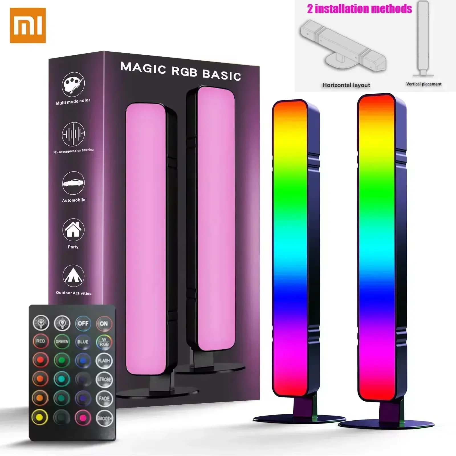 Xiaomi rgb captador luz noturna jogos música ritmo luzes barra usb led candeeiro de mesa configuração controle remoto gamer decoração crianças