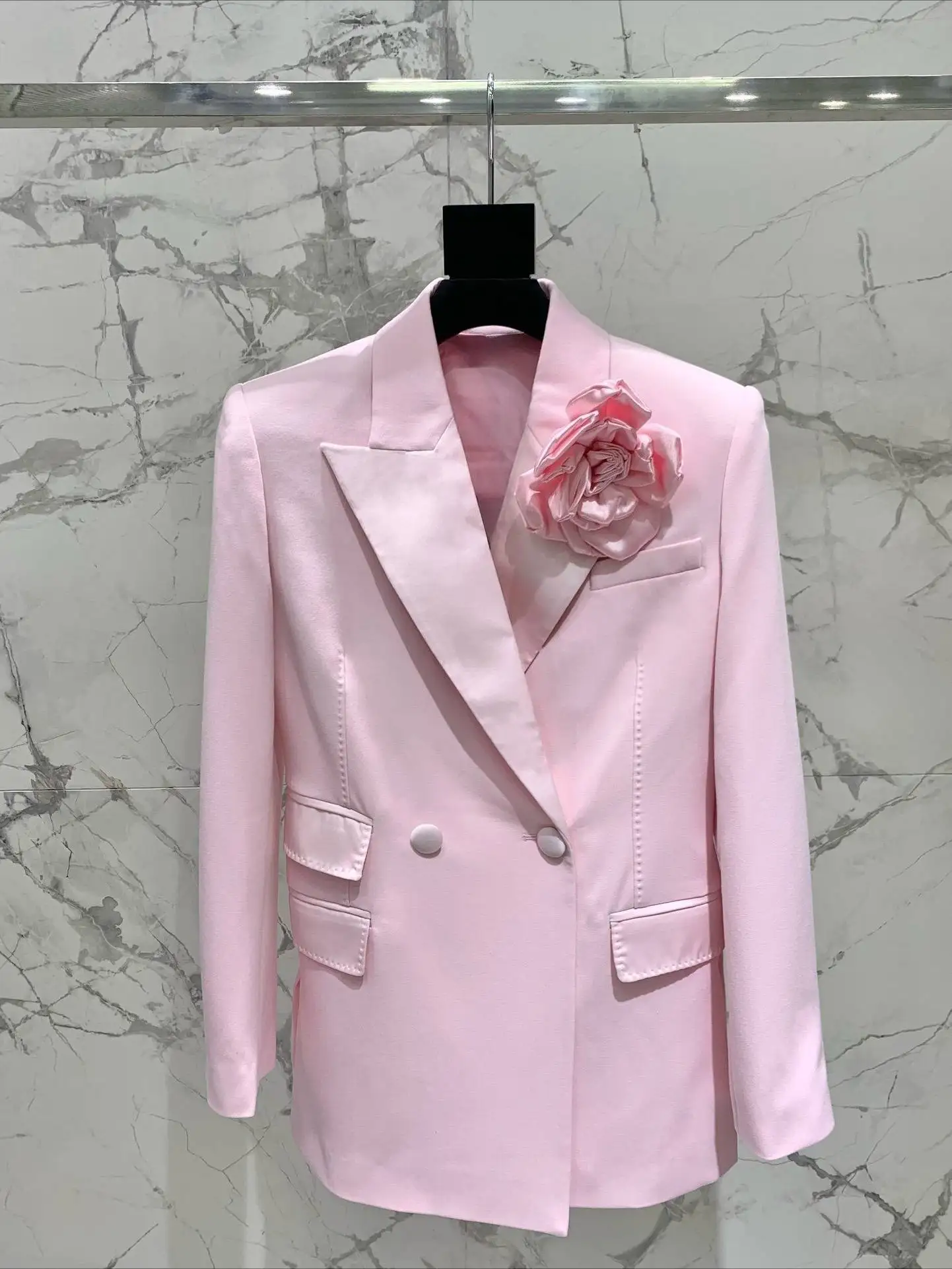 Effen kleur colbert met dubbele rij knopen, korte broek met hoge taille, tweedelige damesset, elegante klassieke casual nieuwe damesset