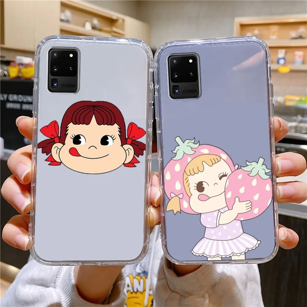 Fujiya Milky Peko Chan Phone Case For Samsung Galaxy A52 A12 A51 S21 Edge S22ULTRA S23 S20LITE Plus ultra Transparent Cover