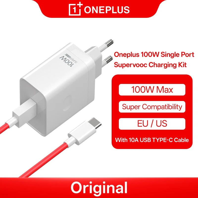 OnePlus SuperVOOC Charger 100W One Port USB C Power Adapter for Oneplus 13 12R 12 11 Nord 5 CE5 Pad 
