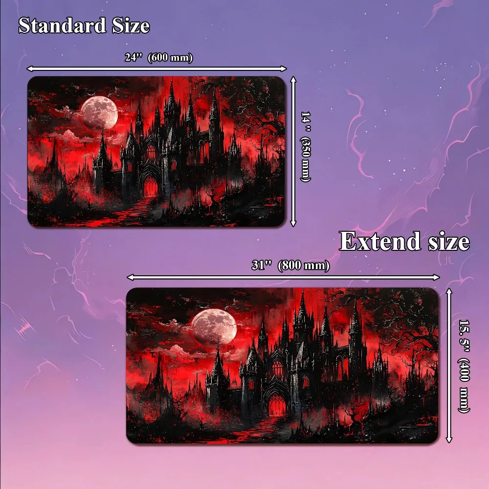 MTG Playmat, Blood Moon Vampire Castle TCG Desk Mat,Seam Options alfombrillas para escritorio tapis de souris