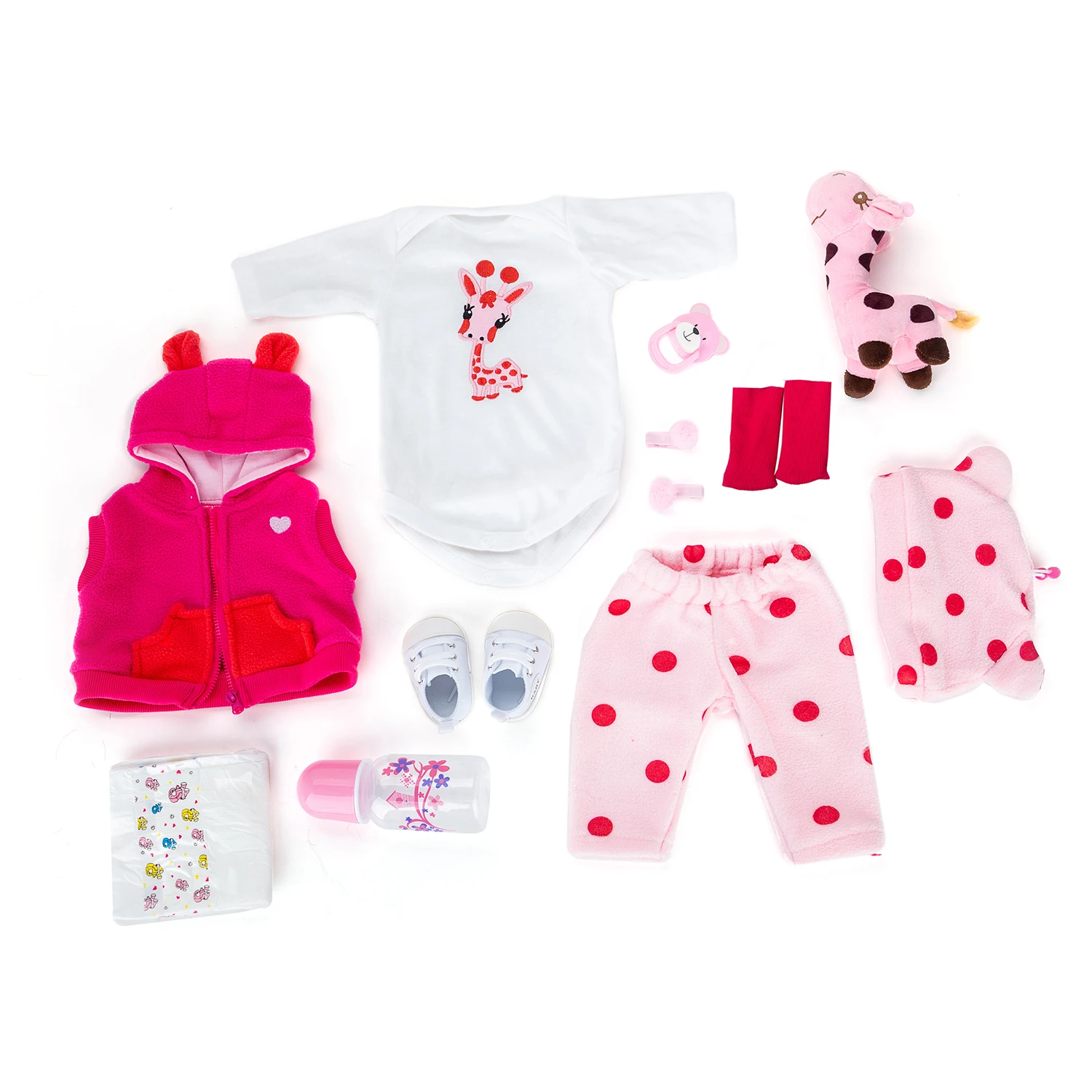Boneca Bebê Reborn Girafa Menina 48cm Corpo de Silicona Com Brinquedo de Pelúcia Girafinha