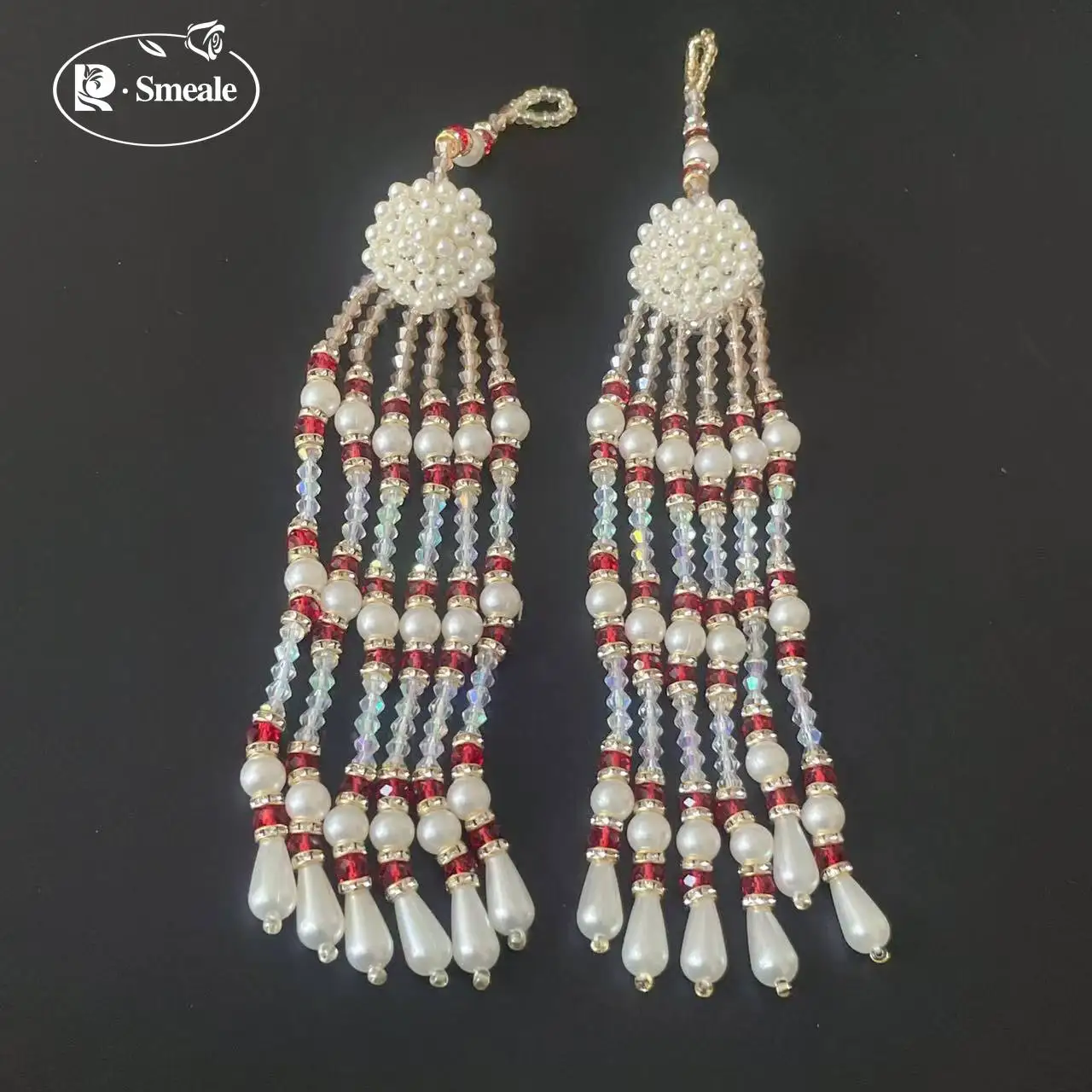 Kristallperlen mit Diamanten-Quaste. Hängende Perlenohrringe, Kopfschmuck, Strass-Schmuck, Spitze, DIY-Bastelzubehör. Qualitätsware RS253211 – Detail 7