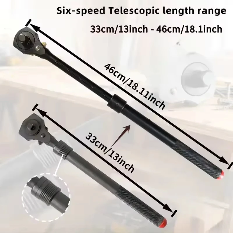 MacWork 1/2 Zoll. und 3/8 Zoll. Doppelkopf-Ratschengriff mit Hammerfunktion, Teleskop-Ausziehbarer Ratschengriff – Detail 5