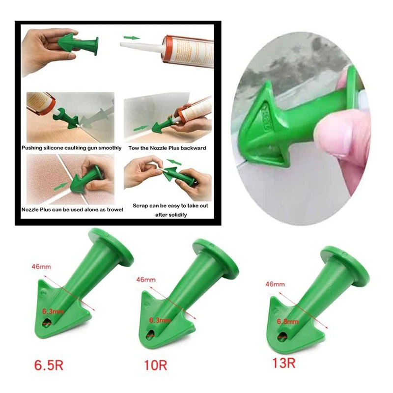 Silicone Caulking Tools, Calafeteira bocal aplicador, epóxi pistão, selante acessórios, 3 pcs