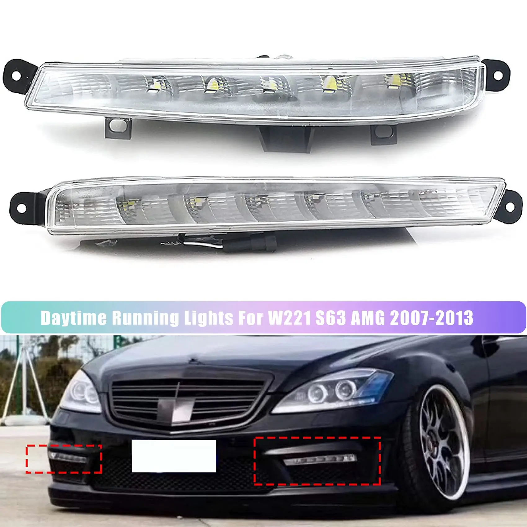 Auto Sinistra Destra DRL LED Fendinebbia Luci Luci diurne per Mercedes Benz W221 S63 AMG 2007-2013 2218201356