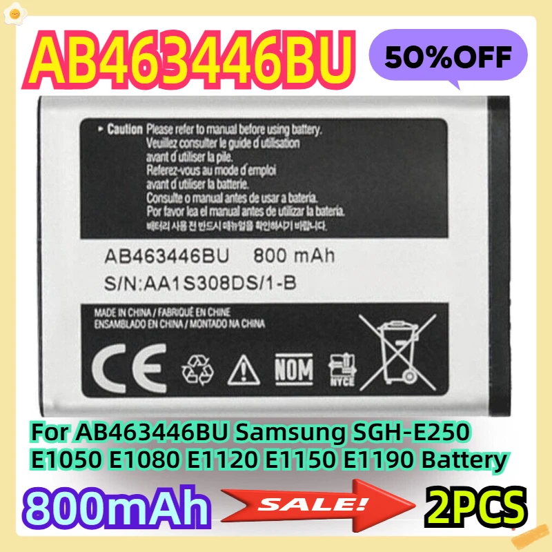 

For AB463446BU Samsung SGH-E250 E1050 E1080 E1120 E1150 E1190 Battery 2pcs
