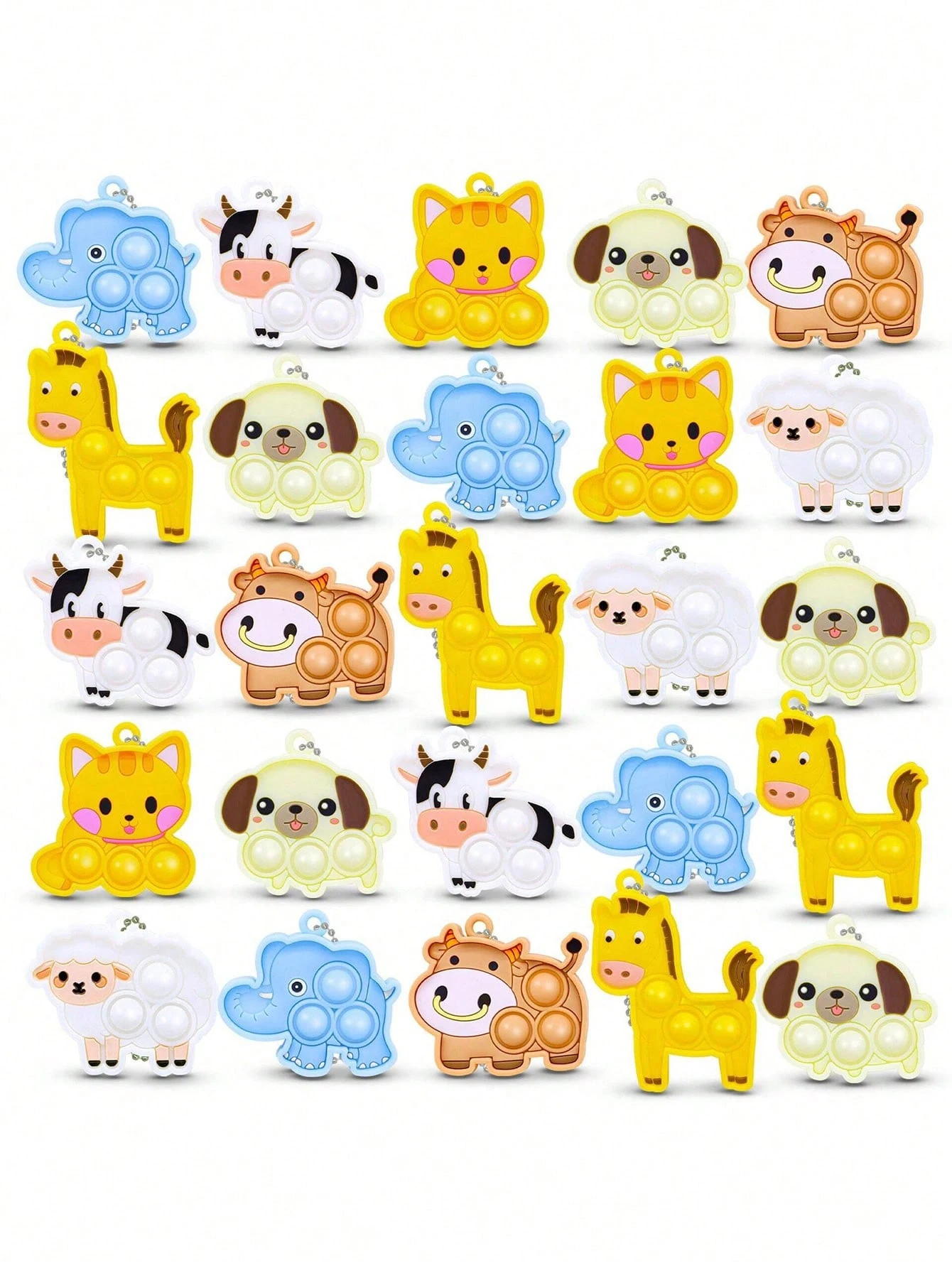 1pc-Animal Sheep Cat Dog Popular Fidget Keychain Push Foam Zuma to Relieve Stress Squeeze Keychain Gift (random style)