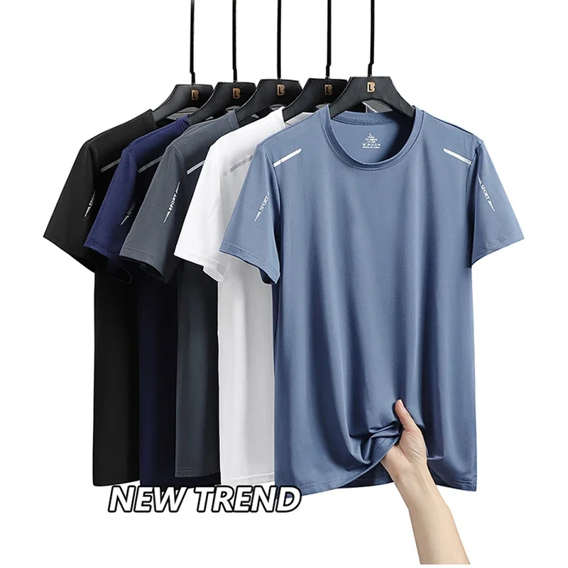 

CHRLCK Men's Running Quick Drying T-shirts Breathable Hiking Fishing Tees Soft Elasticity Outdoor Sports Short Shirt Summer
