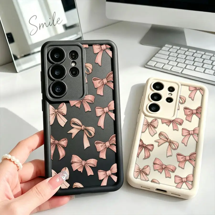 Nude Bow Phone Cover Case for Samsung Galaxy S26 Note 20 Ultra S21 S24 ultra S25 S20 FE S22 Plus S23
