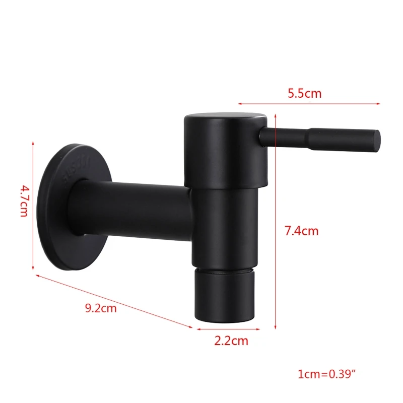 Black Stainless Steel Outdoor Garden Wall Mounted Bathroom Washing Machine Faucet Water Tap Bath Toilet Mop Pool Water Taps