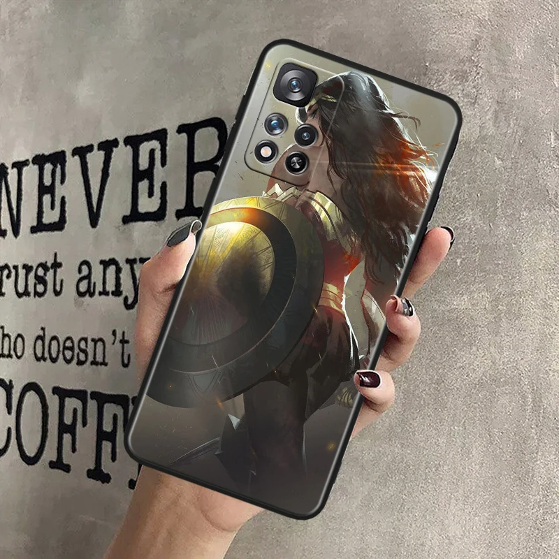 Cool Wonder Woman For Xiaomi Redmi Note 13 12 11T 11E 11S 10T 10S Turbo Pro Plus Max Lite Black Soft Phone Case