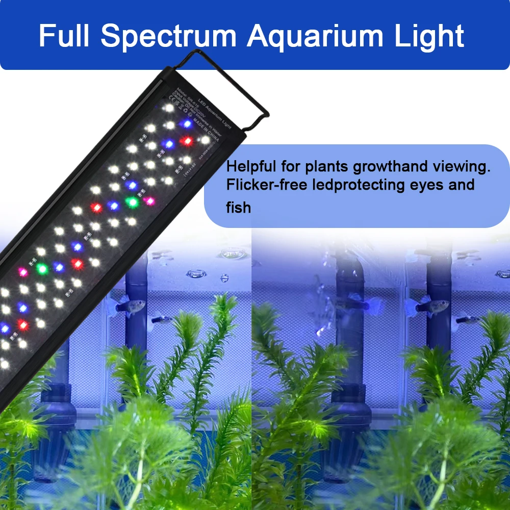 Lumière LED à intensité variable pour aquarium avec minuterie et fonction de mémoire de mise hors tension, croissance des plantes précieuses de