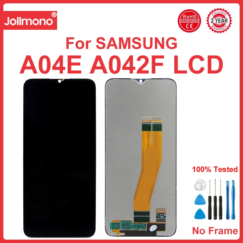 Pengganti layar Lcd Samsung Galaxy A04e, layar sentuh tampilan Lcd dengan rakitan bingkai untuk Samsung Galaxy A04e A042F A042F/DS