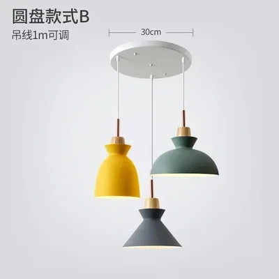 Northern Europe Style Iron Chandelier Pendant Light Macaron color LED Lights Minimalist lamps Living Dining room Modern style