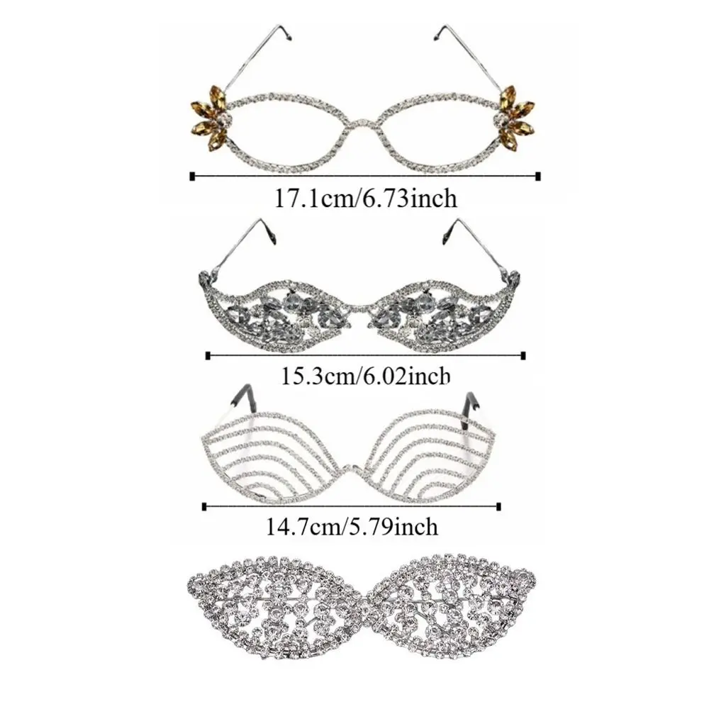 غير النظامية حجر الراين النظارات الإطار ضوء فاخر تألق كريستال العين الإطار خمر مجوهرات الحفلات المبالغة النظارات للجنسين