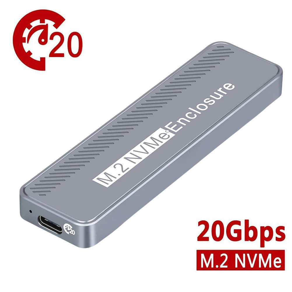 솔리드 스테이트 드라이브 인클로저 외장 SSD 케이스, 윈도우 맥북 노트북 PC용, M.2 NVMe, USB3.2, GEN2 * 2, 20Gbps, 최대 4TB