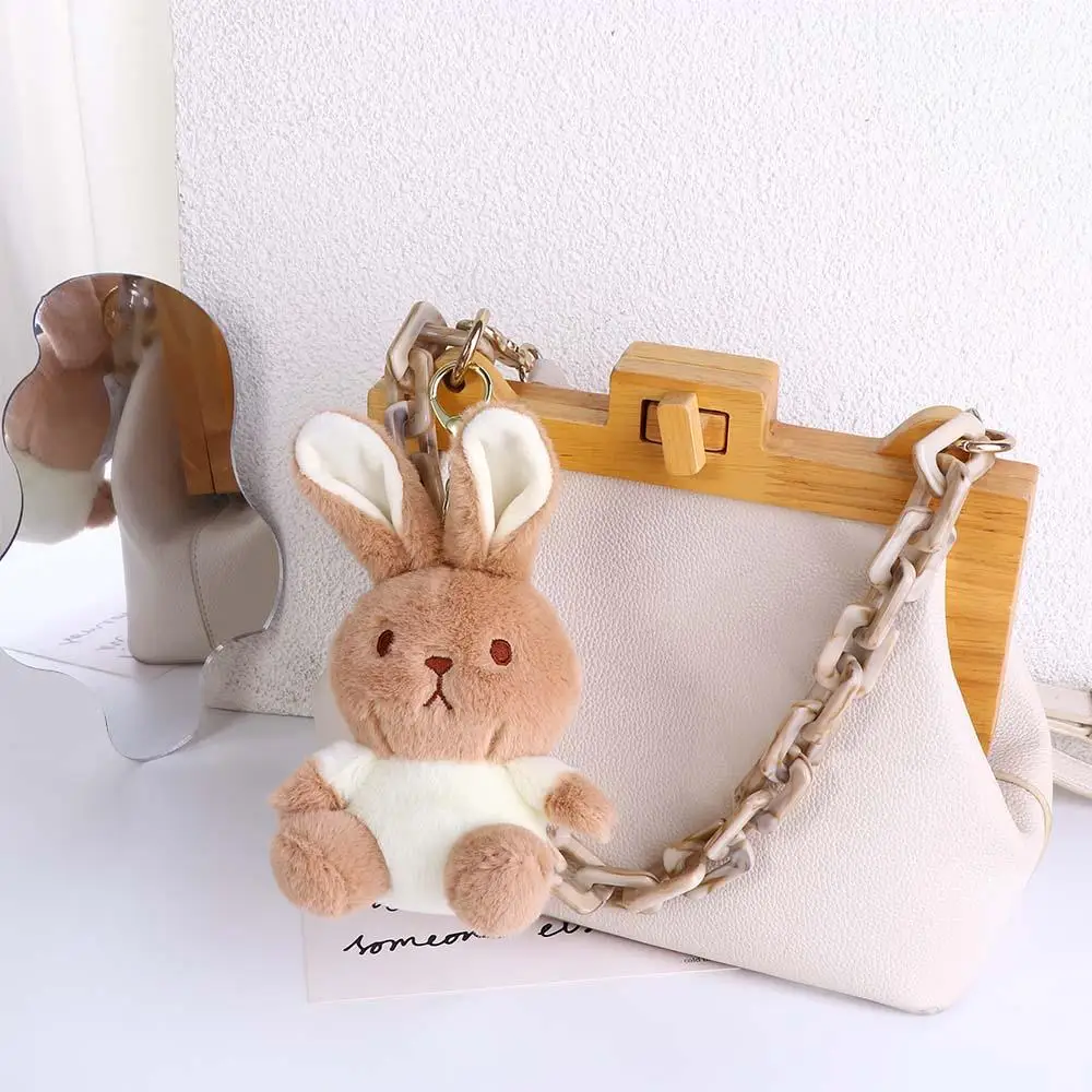 Dog Bunny Purse Accessories Charm Keychain Dolls Milk Tea Color Plush Dog Keychain Plush Pendant Plush Doll Plush Bunny Keyring