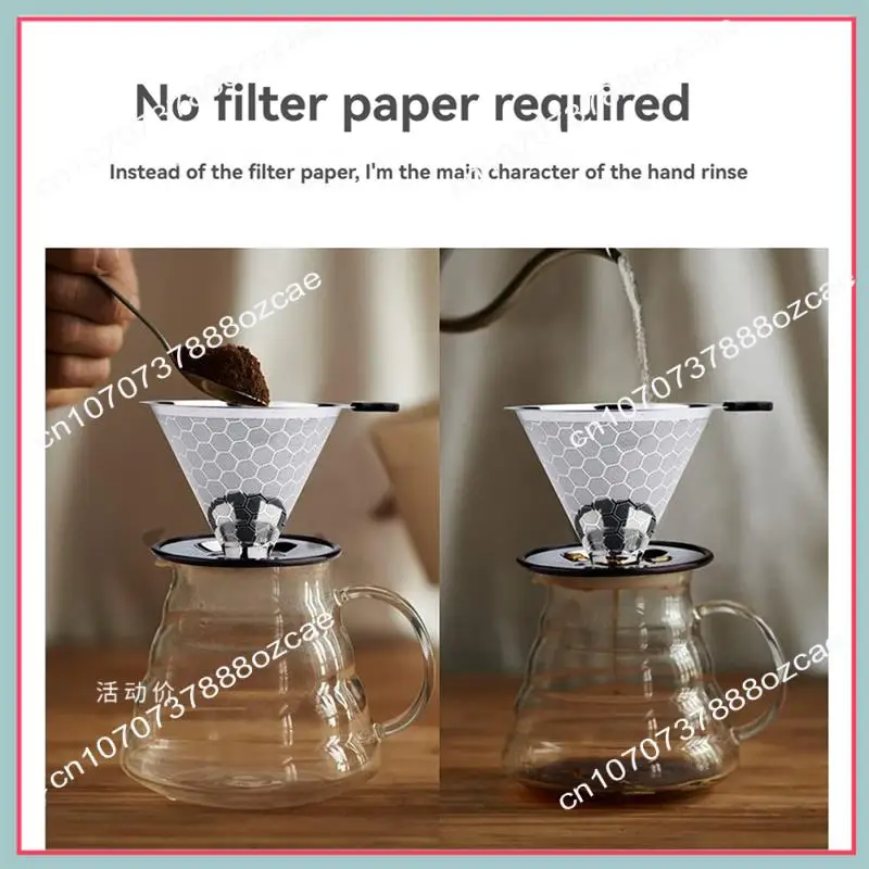 A26P 커피 필터 드리퍼에 붓는 재사용 가능한 스테인레스 스틸 드립 커피 메이커 콘 커피 메쉬 필터 1-4 컵
