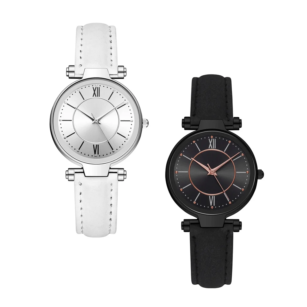 

2Pcs Women Quartz Strap Watch Casual Ladies Wristwatch Decor for School Office Outings Women Quartz Watch