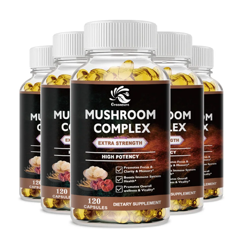 

Greensure Mushroom Complex Capsules for Memory Cognitive Immune Health Support Liver Kidney Function Relief Stress